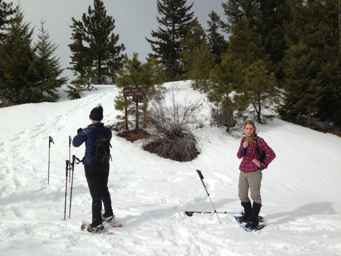 Maura and Stacey taking a break! After taking a wrong turn that resulted in extra miles and elevation gain we finally found the trailhead!