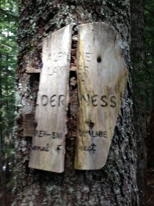 A really old Alpine Lakes Wilderness sign. 