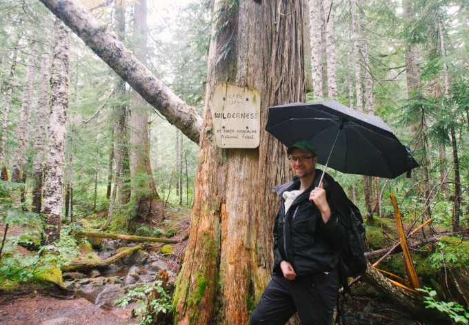 Keeping Jack dry at 5 weeks old on a trip into the Alpine Wilderness in WA