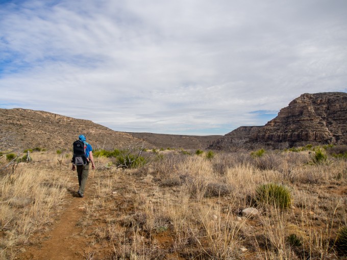 Bobby and Jack trekking along.