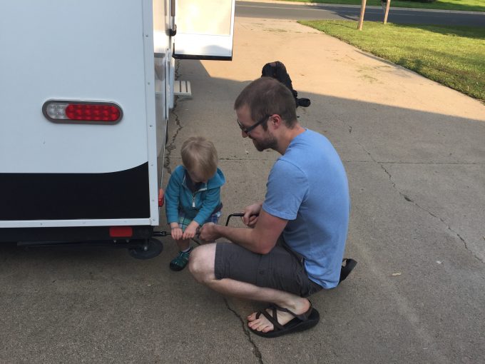 Jack loves helping Daddy get the trailer ready to go!