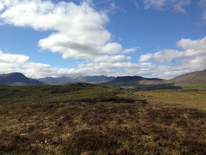 View from the top of Claddanure looking North towards the McGillycuddy Reeks (where we walked in our first days)
